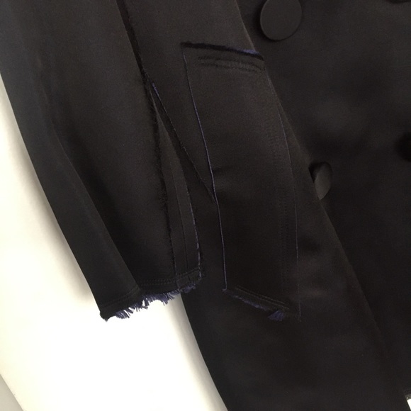 🖤 LANVIN H&M SILK SATIN FAUX FUR COAT EU 32 US 2 XS - Picture 9 of 9